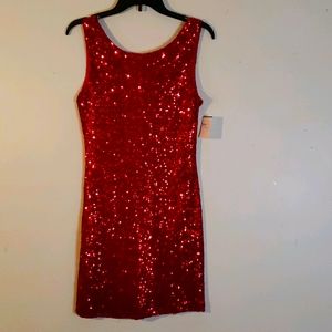 NWT Red Sequin Mini Dress